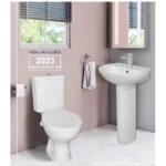 طقم ميكافيت انجيلو مرحاض كامل بالدش و الخزان و السيديلى عادى بالمفصلات و حوض مقاس 50 سم بالعامود الطويل من ميكافيت