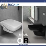 مرحاض معلق ميكافيت ميكال بالدش و المحبس و سيديلى عادى اللون أسود لامع من ميكافيت